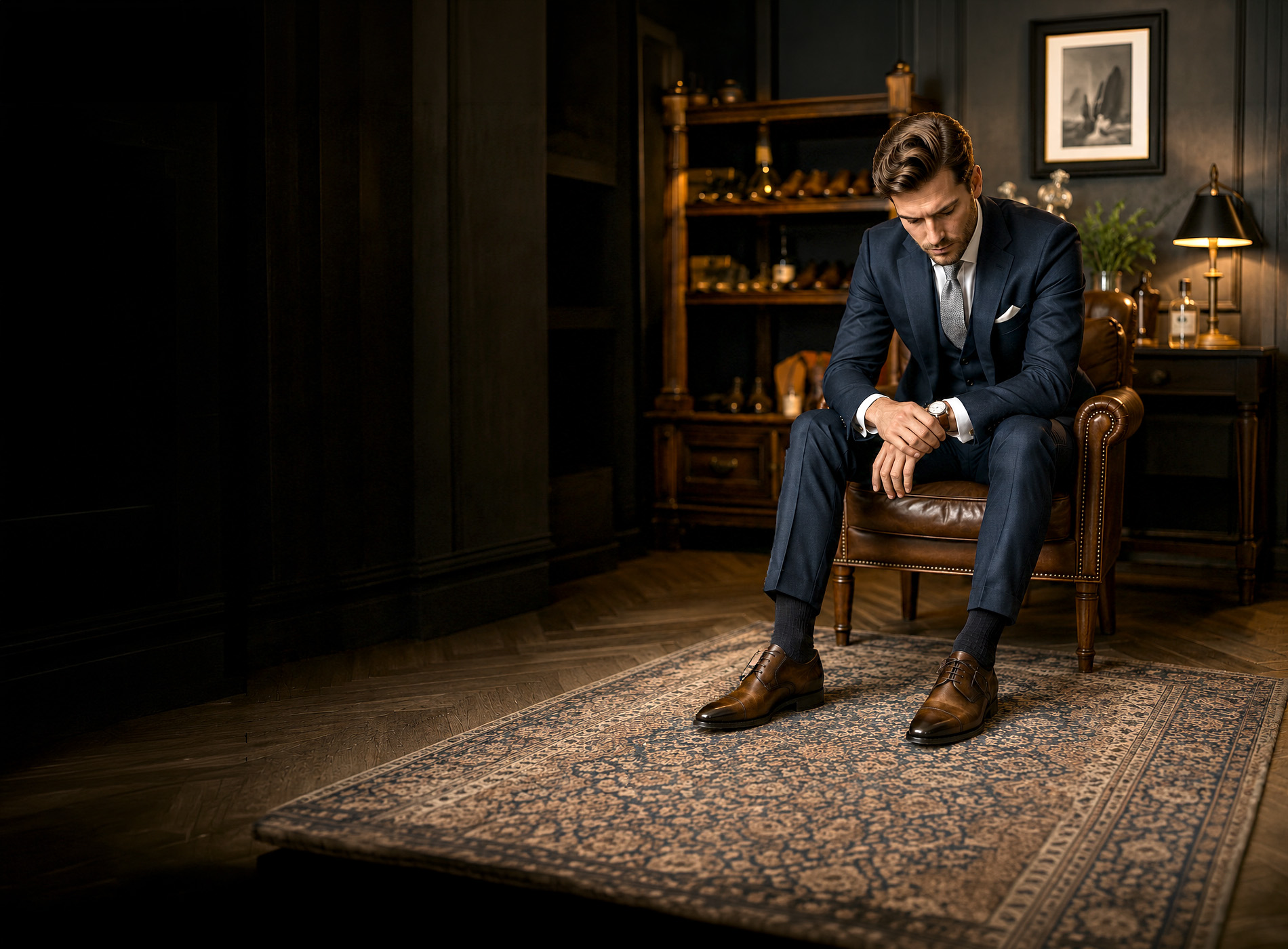 Nette herenschoenen voor brede voeten met luxe afwerking